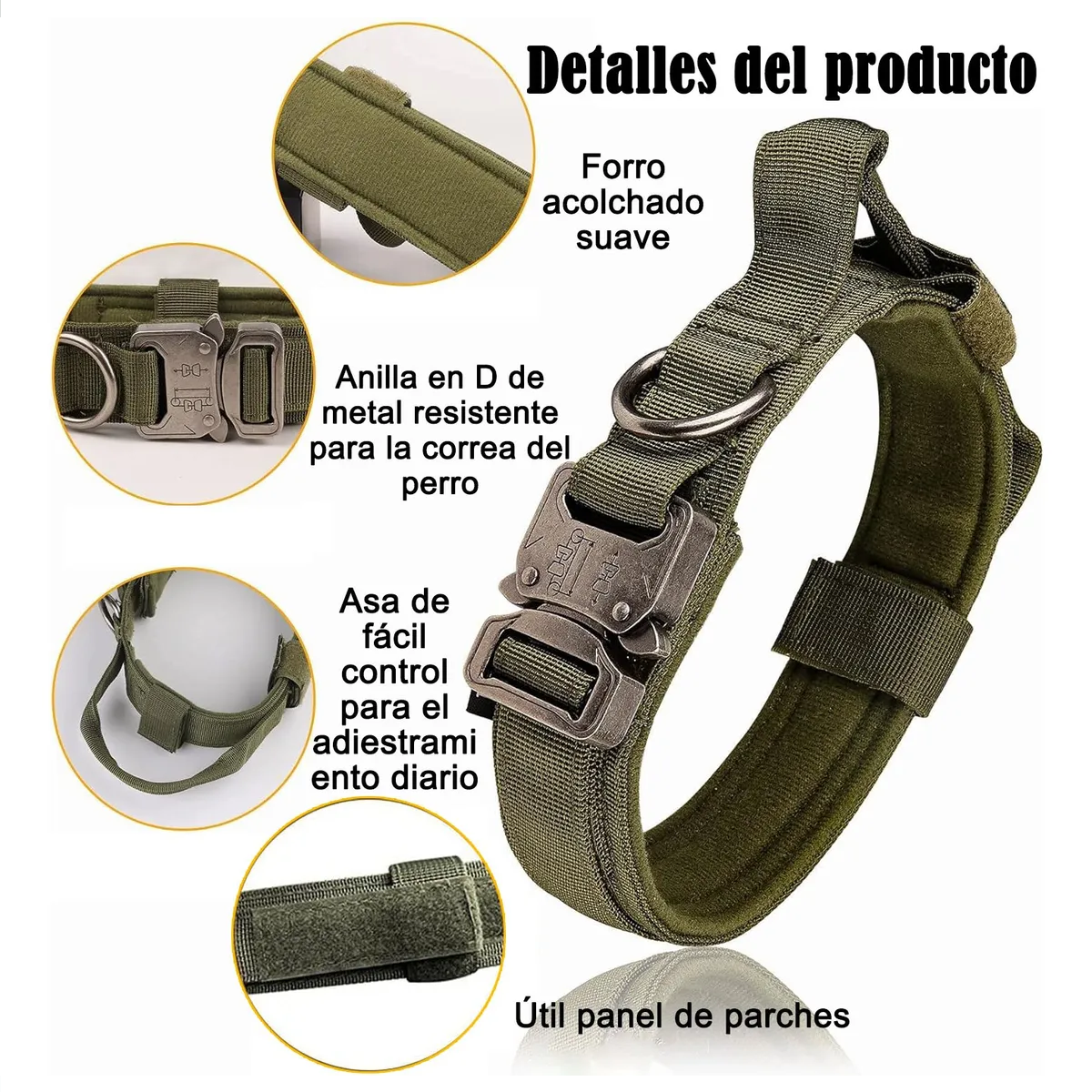 Foto 4 pulgar | Collar Y Cuerda Lab.g Para Perros Verde Militar Talla Mediana