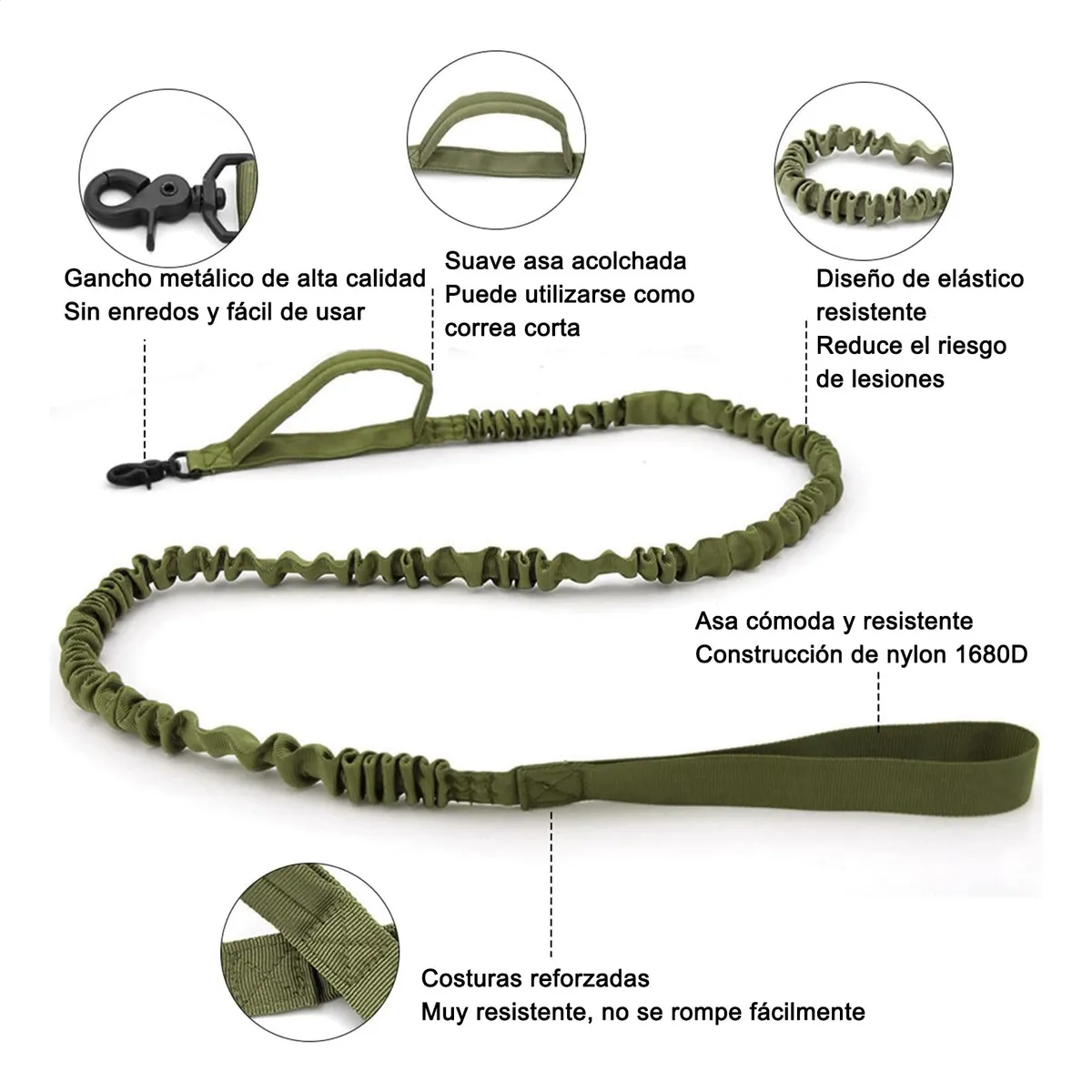 Foto 5 pulgar | Collar Y Cuerda Lab.g Para Perros Verde Militar Talla Mediana