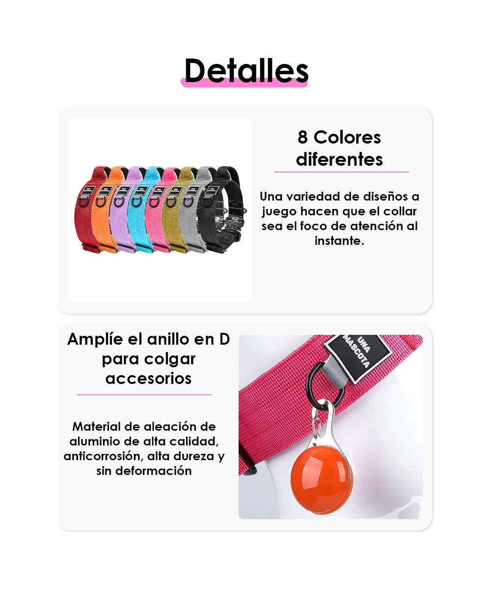 Foto 5 pulgar | Collar Lab.g Perro Ajustable Fucsia Talla L Grande