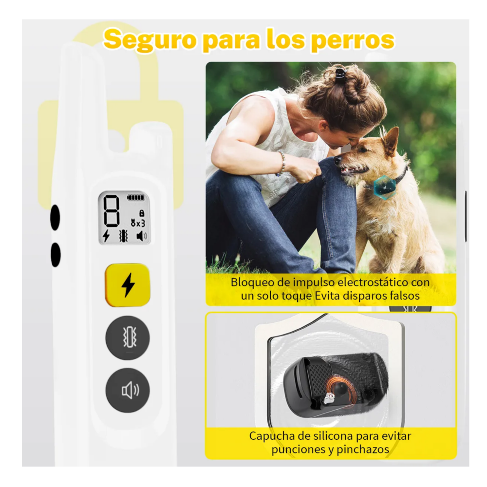Foto 6 pulgar | Collar De Antiladridos Adiestrar Eléctrico Perros Belug,2 Piezas Blanco 1 Negro 10