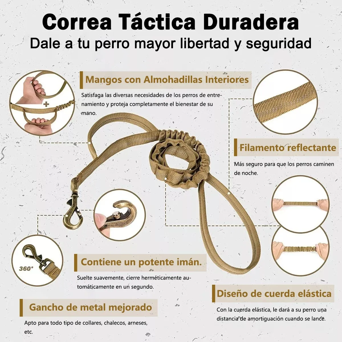 Foto 5 pulgar | Collar Y Cuerda Belug Para Perros Caqui Talla Grande
