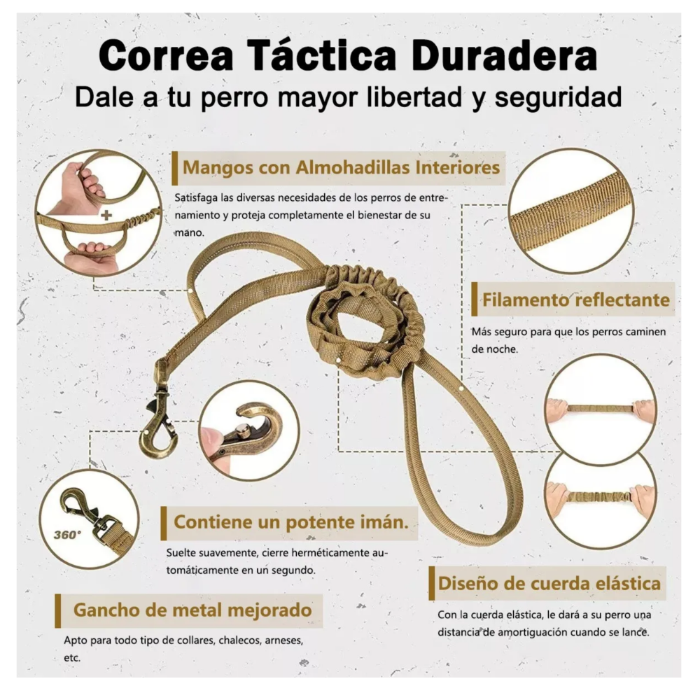 Foto 5 pulgar | Collar Y Cuerda Para Perros Belug,  Caqui Talla Xgrande