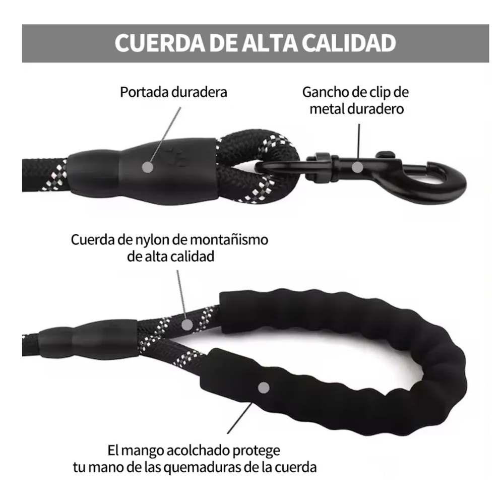 Foto 3 pulgar | Correa Reflectante Para Perros Lab.g,  Negro Collar 2pz