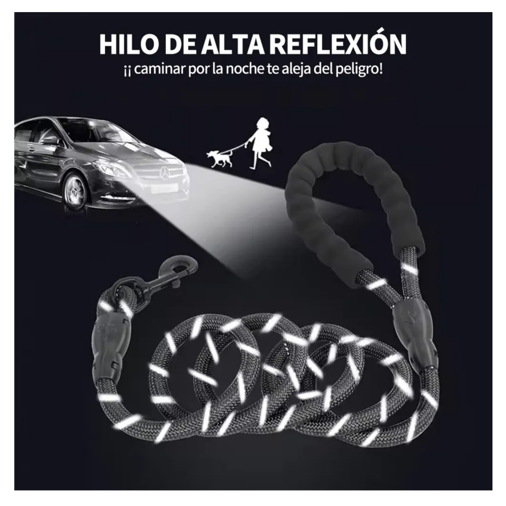 Foto 5 pulgar | Correa Reflectante Para Perros Lab.g,  Negro Collar 2pz