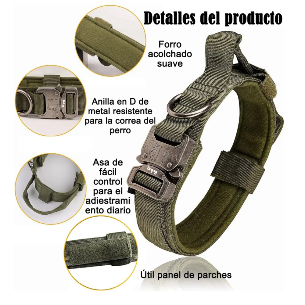 Foto 3 pulgar | Collar Y Cuerda Para Perros Belug,  Verde Militar Talla Xgrande