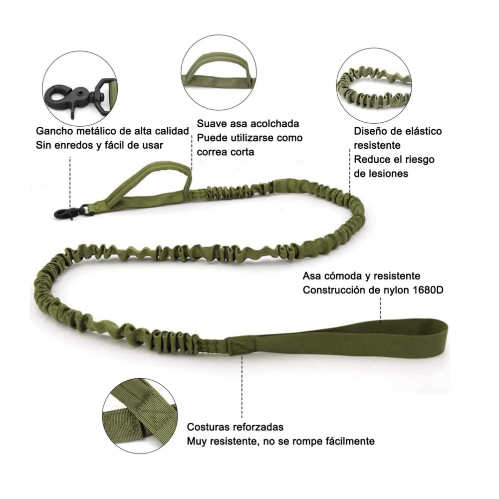 Foto 3 | Collar Y Cuerda Para Perros Belug,  Verde Militar Talla Xgrande