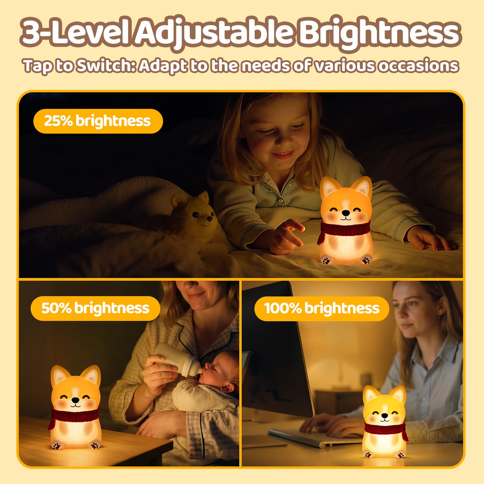Foto 2 | Luz Nocturna Mewaii Huggwaii Corgi Dog Con 3 Niveles De Brillo - Venta Internacional.