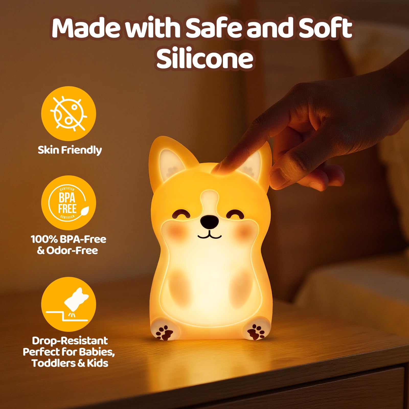 Foto 6 pulgar | Luz Nocturna Mewaii Huggwaii Corgi Dog Con 3 Niveles De Brillo - Venta Internacional.