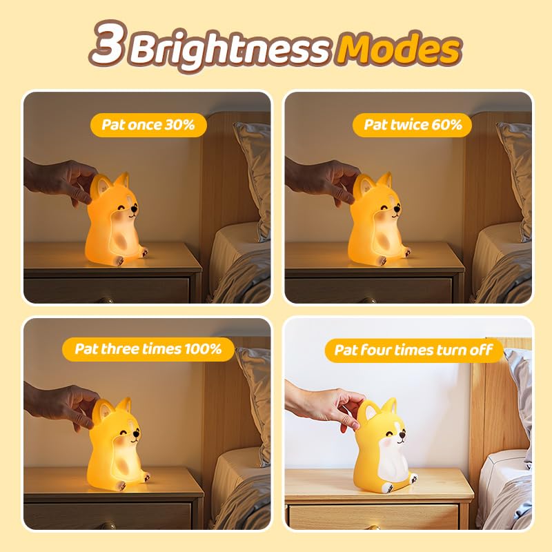 Foto 8 pulgar | Luz Nocturna Mewaii Huggwaii Corgi Dog Con 3 Niveles De Brillo - Venta Internacional.