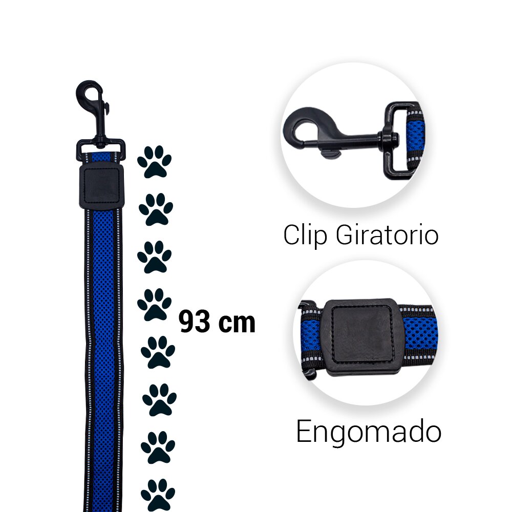 Foto 3 pulgar | Correa para Mascotas color Azul con Bandas Laterales Reflejantes Grande Ergonómico Altamente Resistente