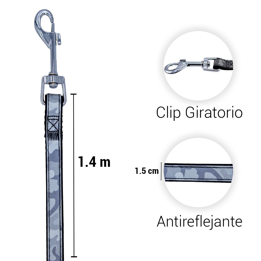 Foto 2 | Correa para Mascotas con Antirreflejante color Gris Ergonómico Altamente Resistente