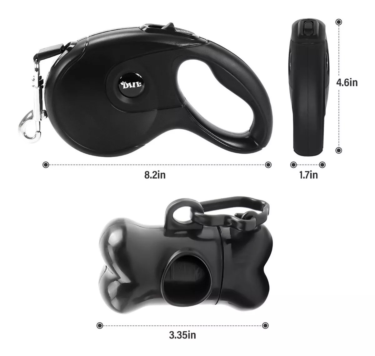 Foto 6 pulgar | Correa para Perro BELUG color Negro Retráctil 5M con Caja de Basura