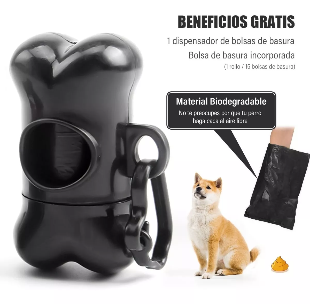 Foto 7 pulgar | Correa para Perro BELUG color Negro Retráctil 5M con Caja de Basura