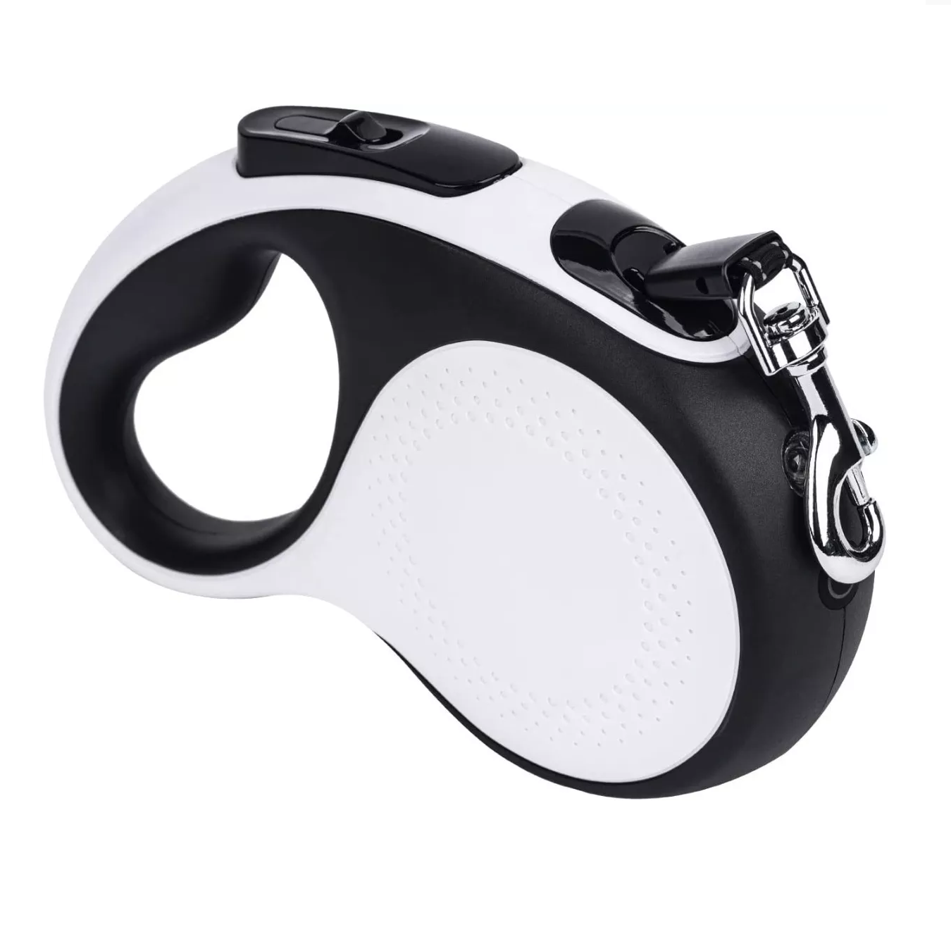 Correa BELUG color Blanco con Negro Retráctil 5 M con Lámpara para Perros