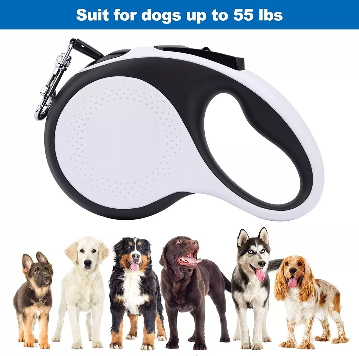 Foto 4 pulgar | Correa BELUG color Blanco con Negro Retráctil 5 M con Lámpara para Perros