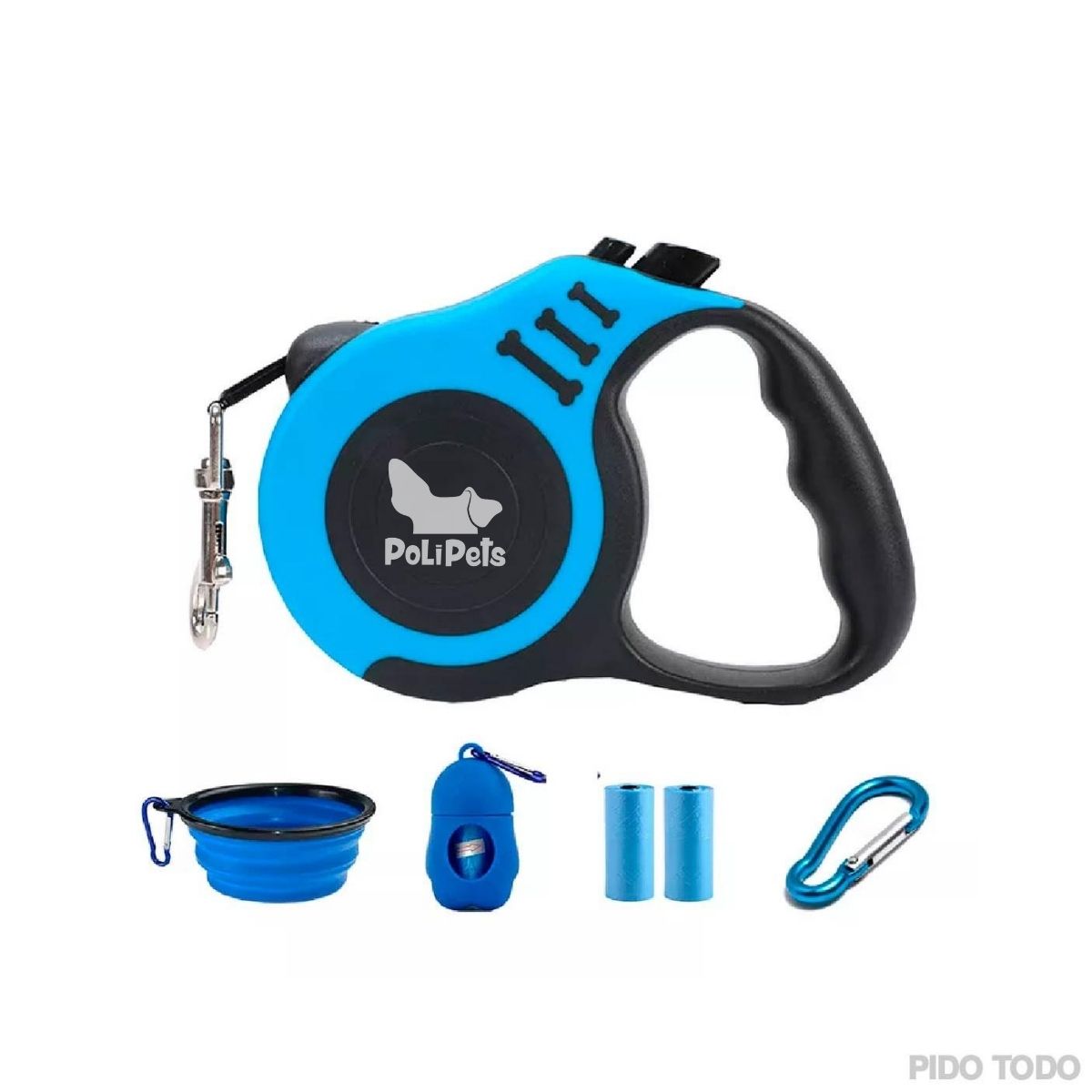 Correa Retráctil para Mascota Poli Pets PT-CRA5M1BL-7 Piezas Azul