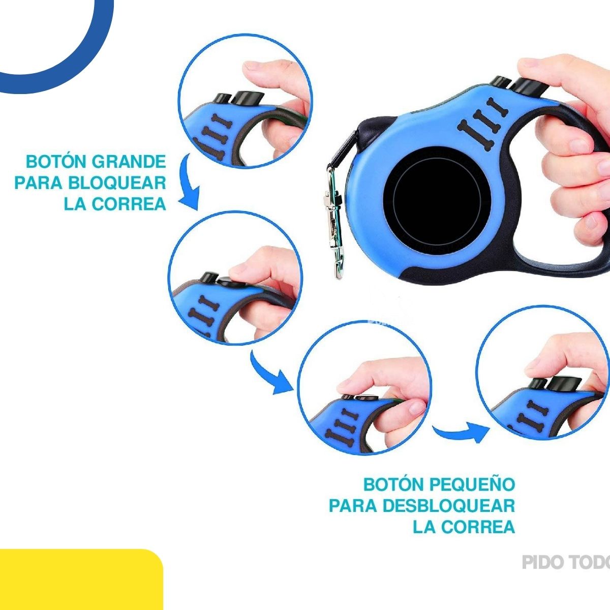 Foto 4 pulgar | Correa Retráctil para Mascota Poli Pets PT-CRA5M1BL-7 Piezas Azul