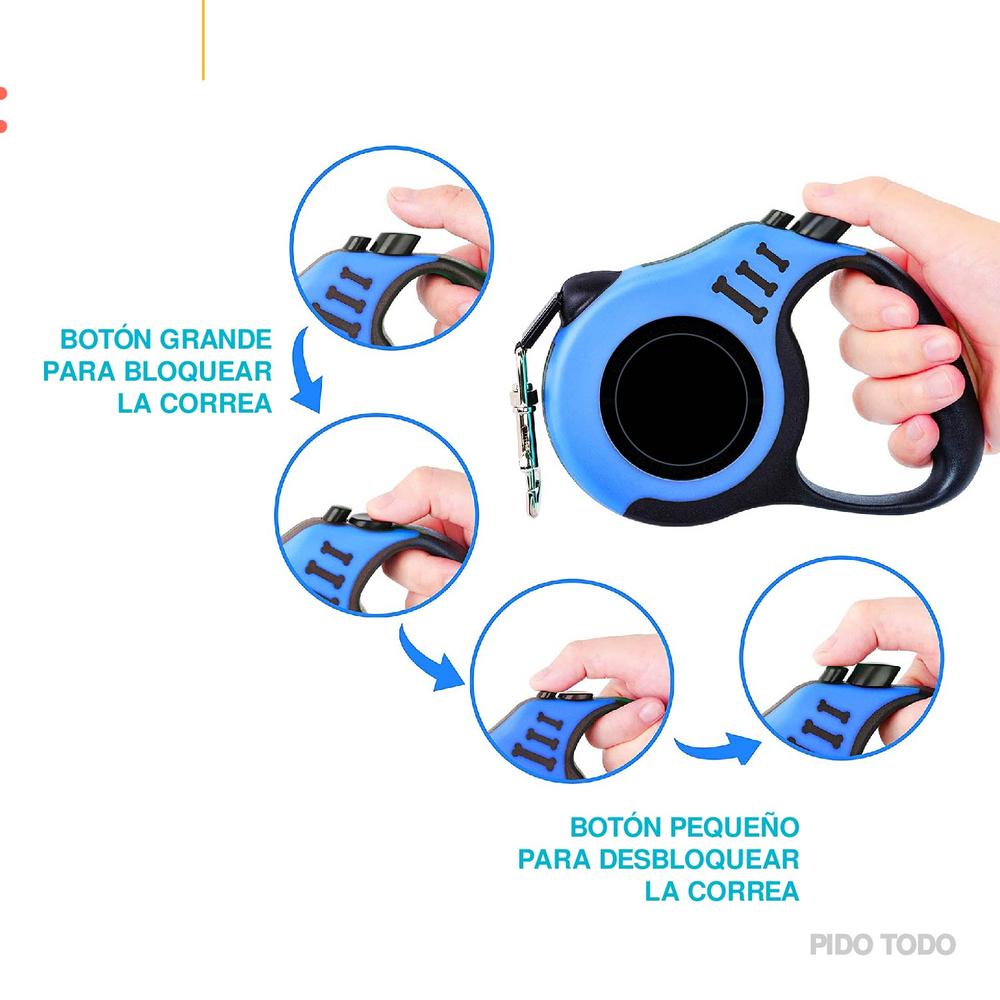 Foto 7 pulgar | Correa Retráctil para Mascota Poli Pets PT-CRA5M1BL-7 Piezas Azul
