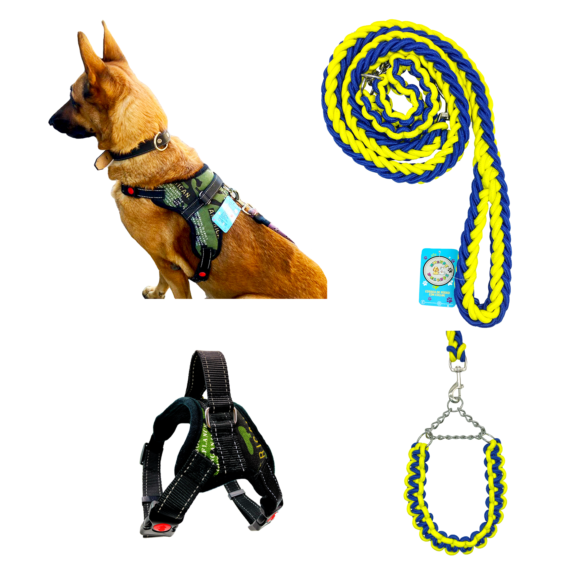 Foto 4 pulgar | Correa con Collar y Arnés de Seguridad para Perros Grandes