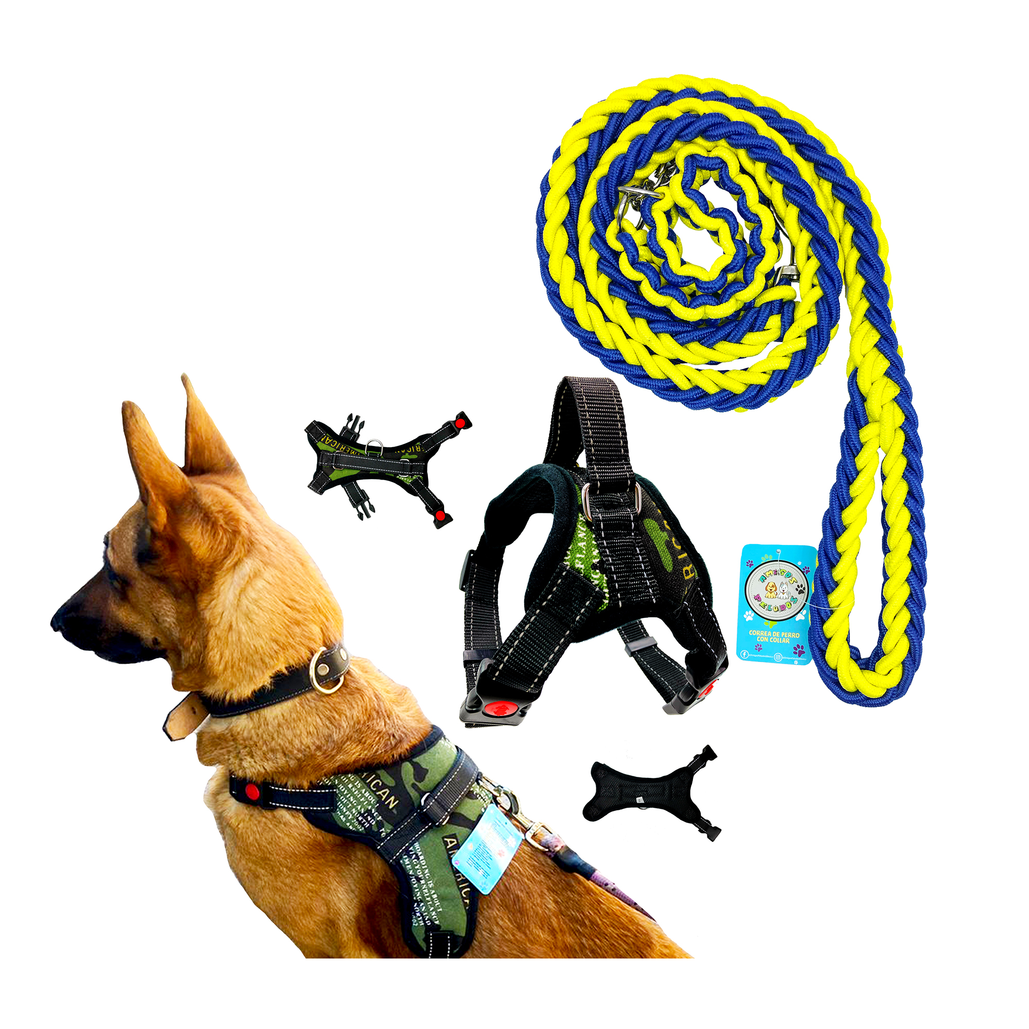 Foto 5 pulgar | Correa con Collar y Arnés de Seguridad para Perros Grandes