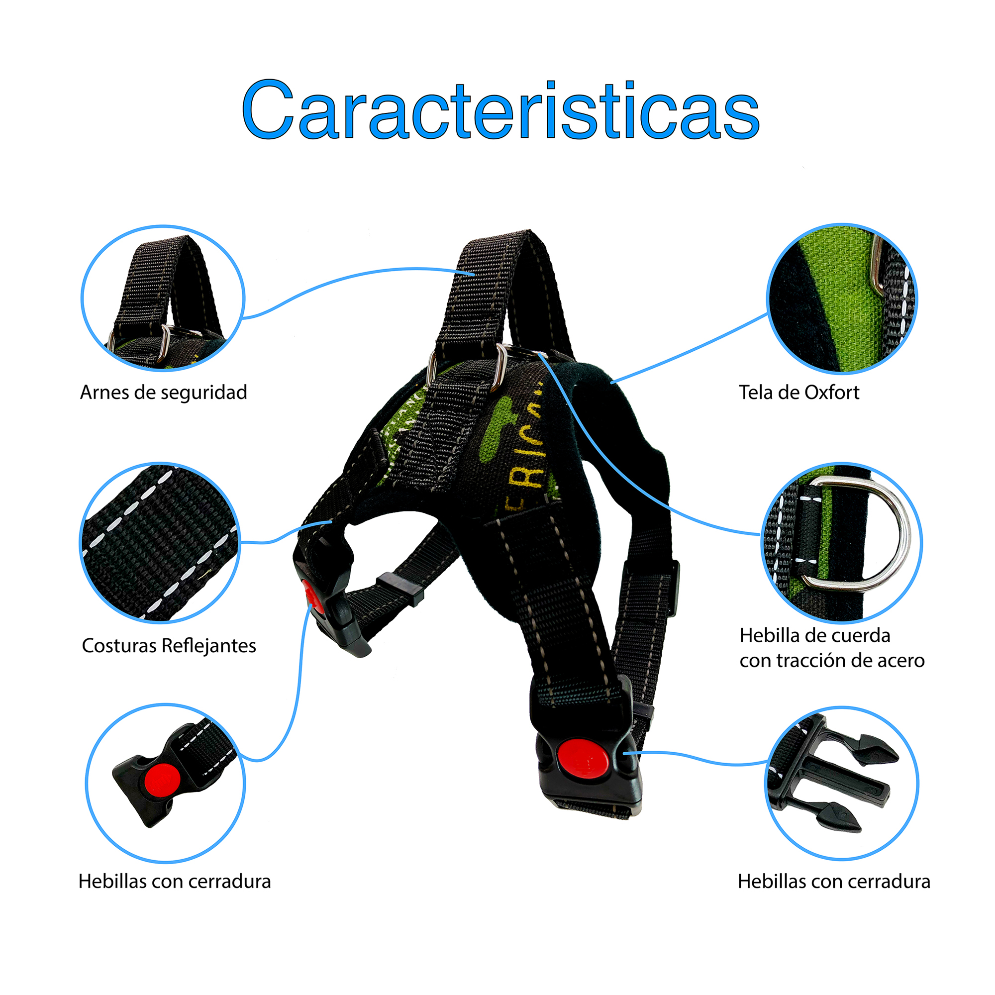 Foto 9 pulgar | Correa con Collar y Arnés de Seguridad para Perros Grandes