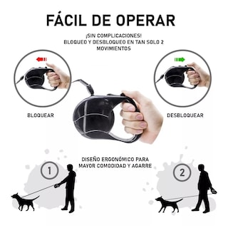 Foto 3 | Correa Retráctil para Perro 5m Eo Safe Imports Esi-12860 Negro