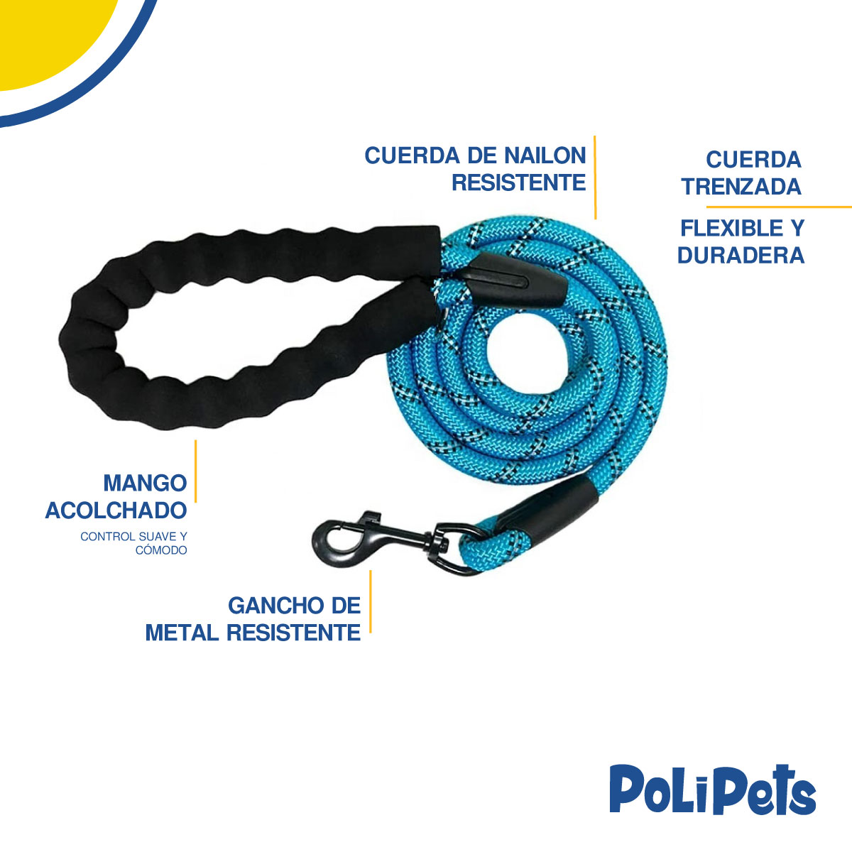 Foto 5 pulgar | Correa Reflejante Resistente Poli Pets para Perro