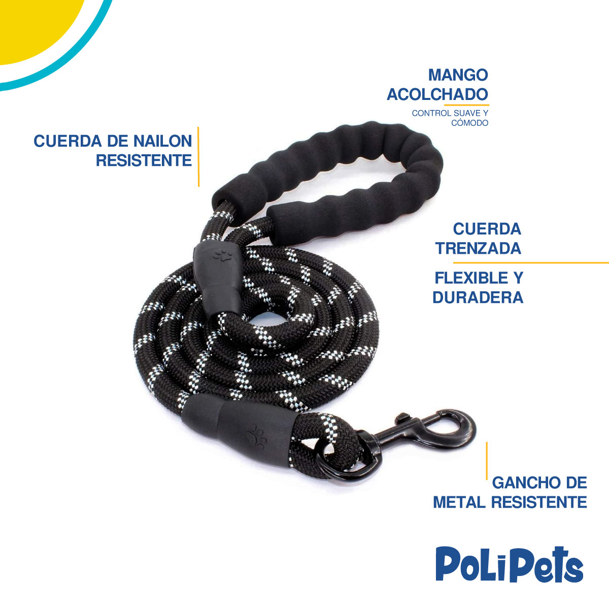 Foto 5 pulgar | Correa Reflejante Poli Pets Resistente para Perro