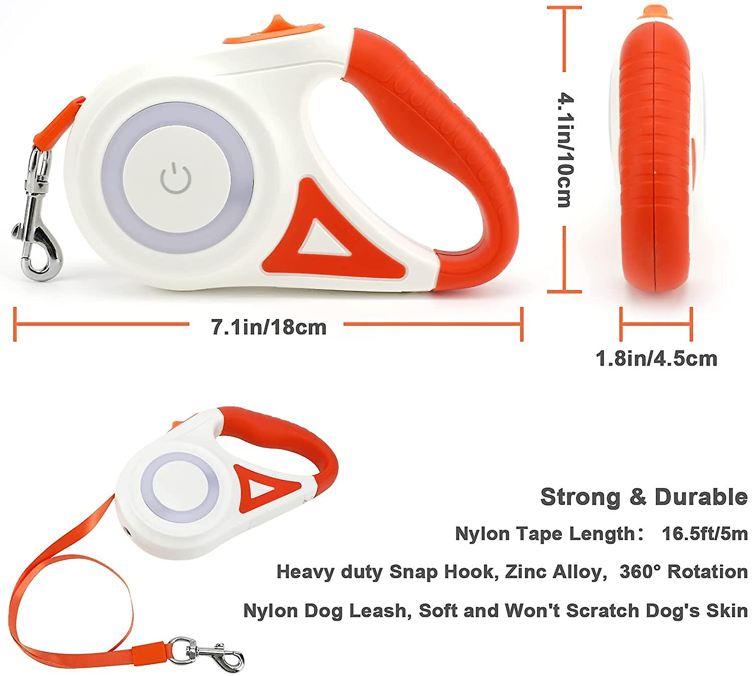 Foto 5 pulgar | Correa Retráctil Para Perros Huoguo De 5 M Con Luz Led Para Perros De 50 Kg - Venta Internacional.