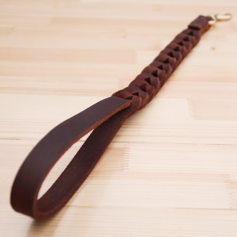 Correa De Piel Auténtica Trenzada Corta Para Perros Medianos Y Grandes - Venta Internacional.