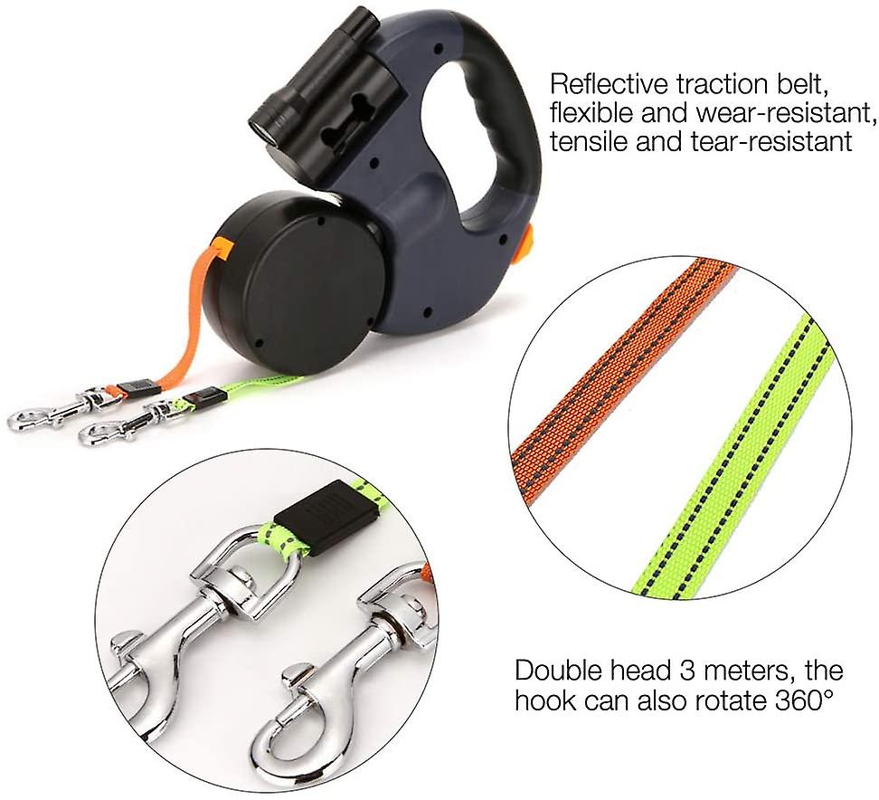 Foto 4 pulgar | Correa De Perro Retráctil Doble Huoguo Para Dos Perros, 3 M - Venta Internacional.