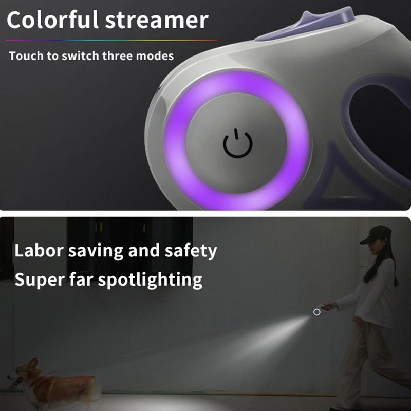 Foto 5 pulgar | Collar De Correa Para Perros, Cuerda De Tracción Para Mascotas De 5 M Con Luz Led Retráctil - Venta Internacional.