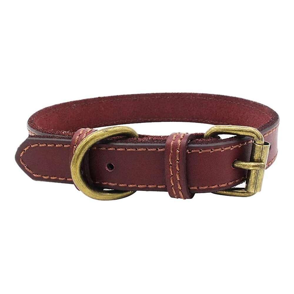 Collar Para Perro Huoguo Basic Classic De Piel Acolchada Roja Talla M - Venta Internacional.