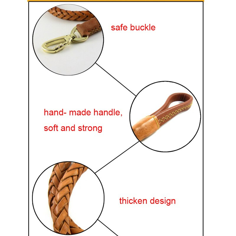 Foto 2 pulgar | Correa De Piel Auténtica Para Perro Hecha A Mano, Gruesa, Extra Ancha, 110 Cm - Venta Internacional.
