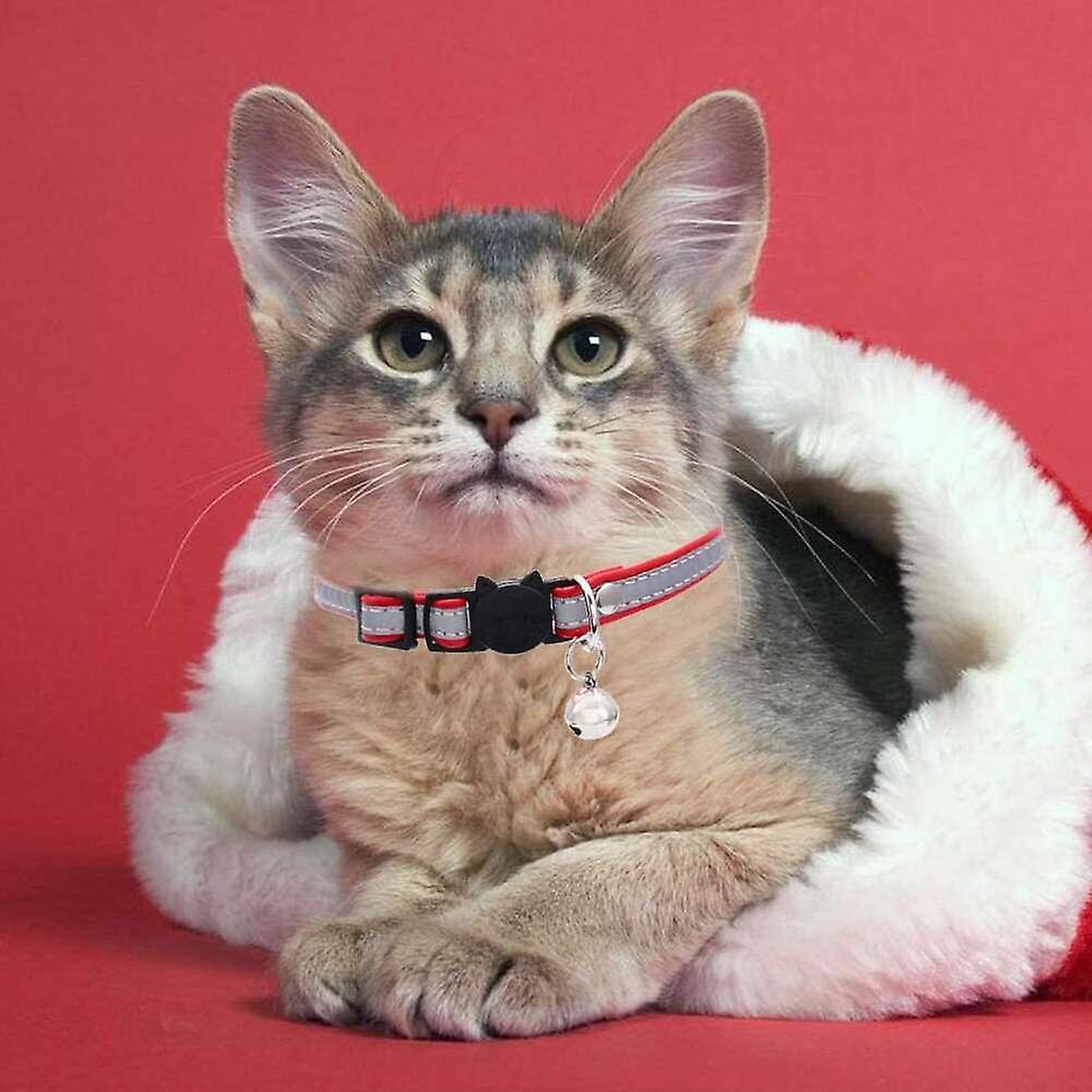 Collares Para Gatos Huoguo Safety Breakaway De Piel Reflectante Roja - Venta Internacional.