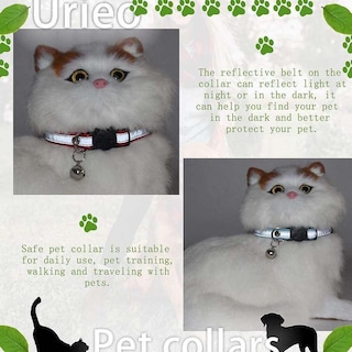 Foto 2 | Collares Para Gatos Huoguo Safety Breakaway De Piel Reflectante Roja - Venta Internacional.