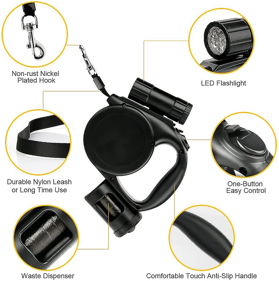 Correa Retráctil Para Perros Huoguo De 4,5 M/15 Pies, Resistente, Con Tapa Led - Venta Internacional.