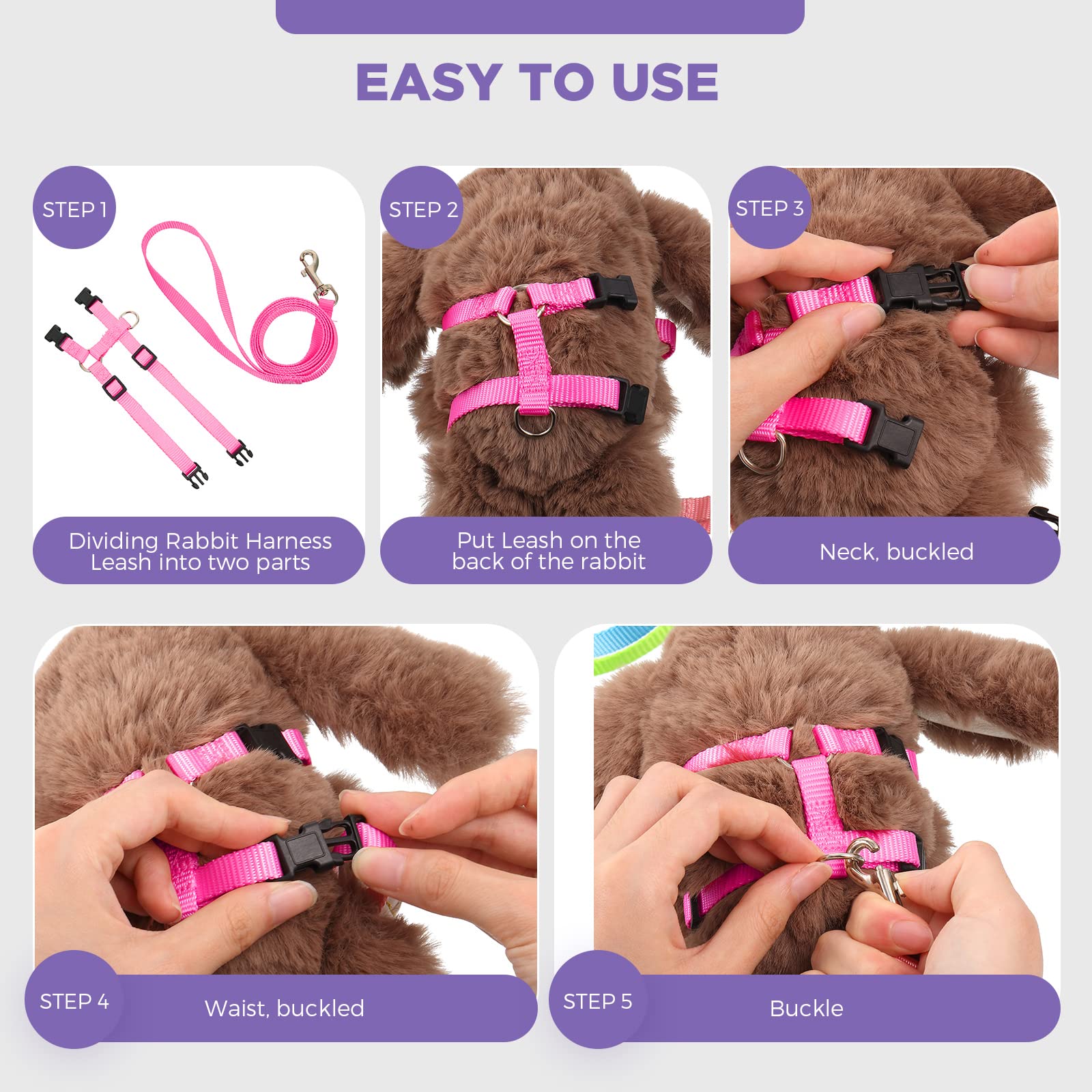 Foto 6 pulgar | Juego De Arneses Para Mascotas Para Conejos, Gatitos, Cachorros Y Hurones (5 Unidades) - Venta Internacional.