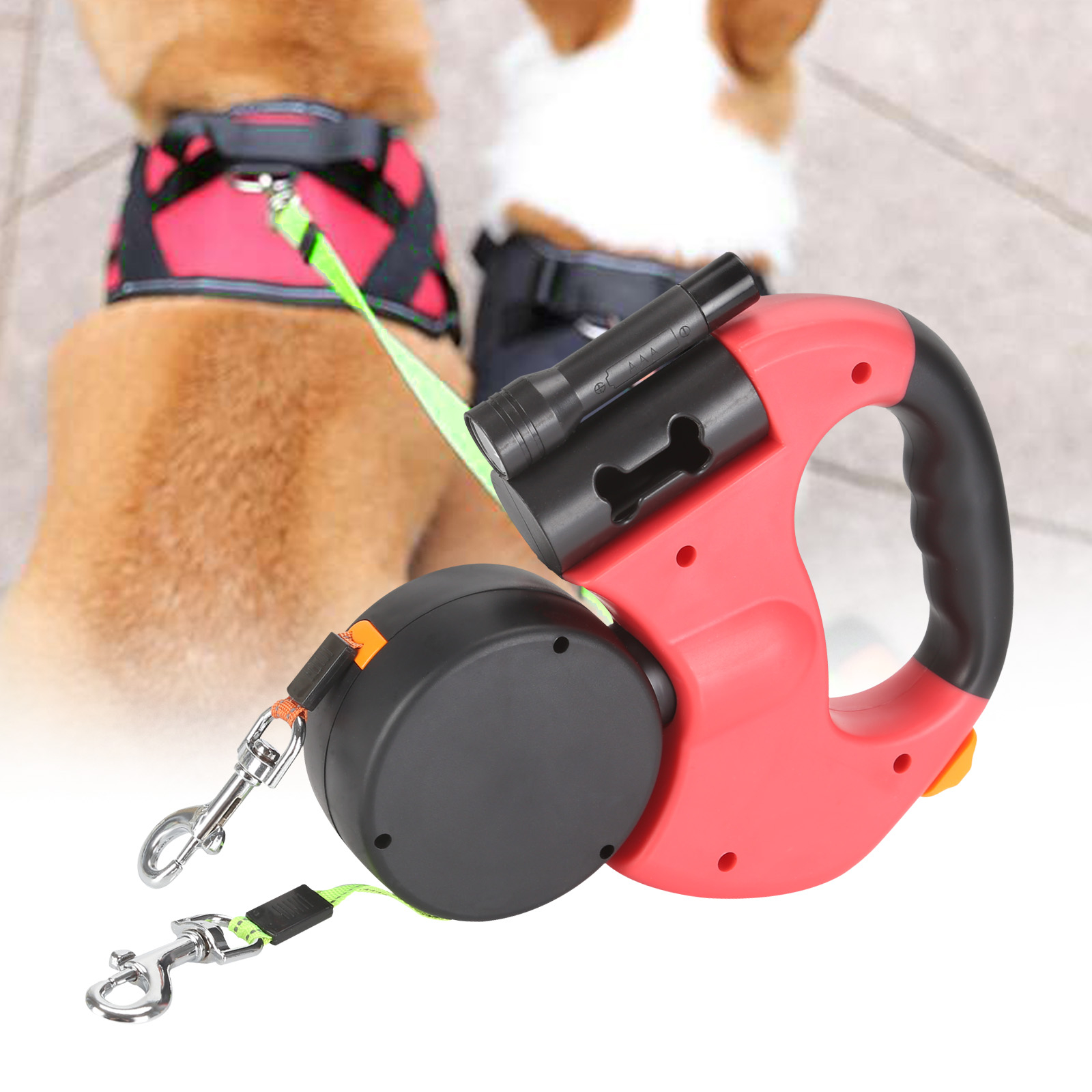 Foto 5 pulgar | Correas Para Mascotas Sanlin Beans Con Doble Cabezal Retráctil Automático De 360° - Venta Internacional.