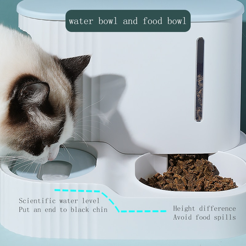 Foto 3 | Set De Comedero Automático Para Mascotas Y Dispensador De Comida Para Gatos Con Fuente De Agua - Venta Internacional.