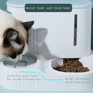 Foto 3 | Set De Comedero Automático Para Mascotas Y Dispensador De Comida Para Gatos Con Fuente De Agua - Venta Internacional.