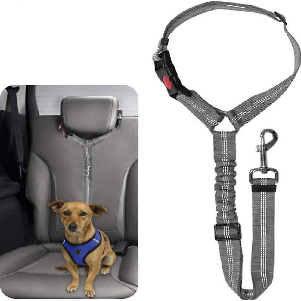 Cinturón De Seguridad De Coche Retráctil Elástico Reflectante Para Mascotas, Color Gris - Venta Internacional.