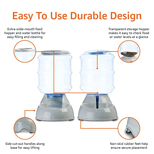 Foto 4 pulgar | Set De Comedero Y Dispensador De Agua Amazon Basics Para Perros Y Gatos - Venta Internacional.