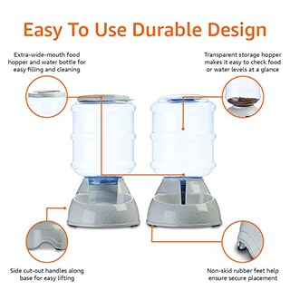 Foto 3 | Set De Comedero Y Dispensador De Agua Amazon Basics Para Perros Y Gatos - Venta Internacional.
