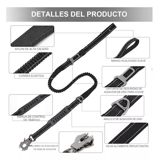 Foto 3 | Correa Cinturón De Seguridad Para Perro Grande Reflectante Eo Safe Imports Esi-17259 Negro