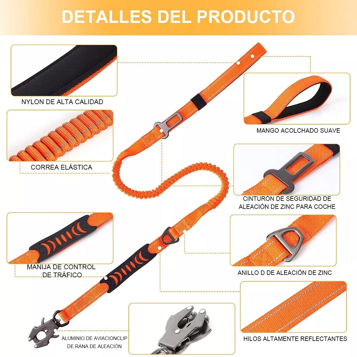 Foto 3 pulgar | Correa Cinturón De Seguridad Para Perro Grande Reflectante Eo Safe Imports Esi-17258 Naranja