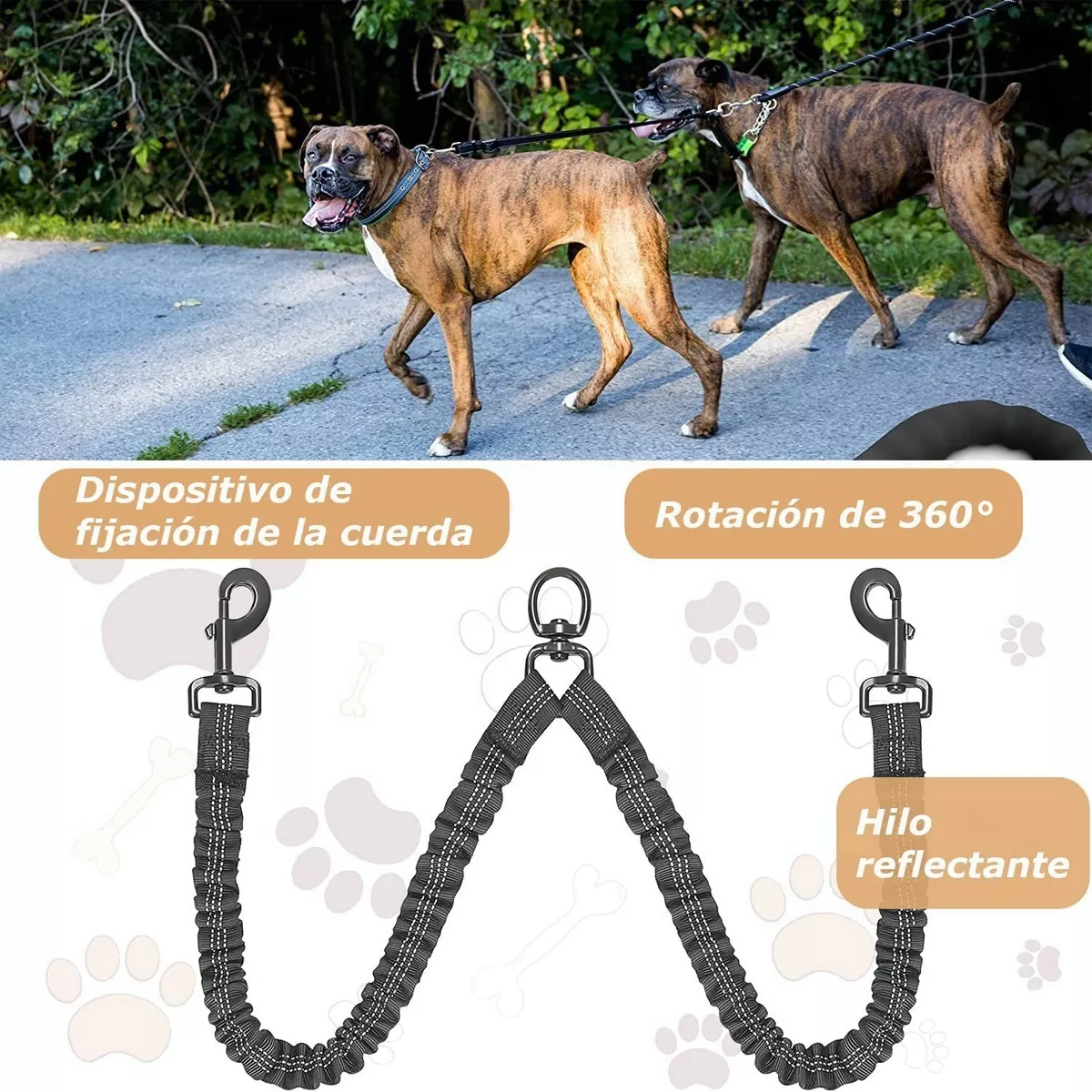 Foto 3 pulgar | Correas Para Doble Perros Resistencia Fuerte Rotación 360 ° Eo Safe Imports Esi-17256 Negro