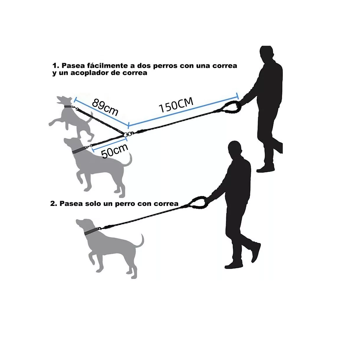 Foto 3 | Correas Para Doble Perros Resistencia Fuerte Rotación 360 ° Eo Safe Imports Esi-17256 Negro