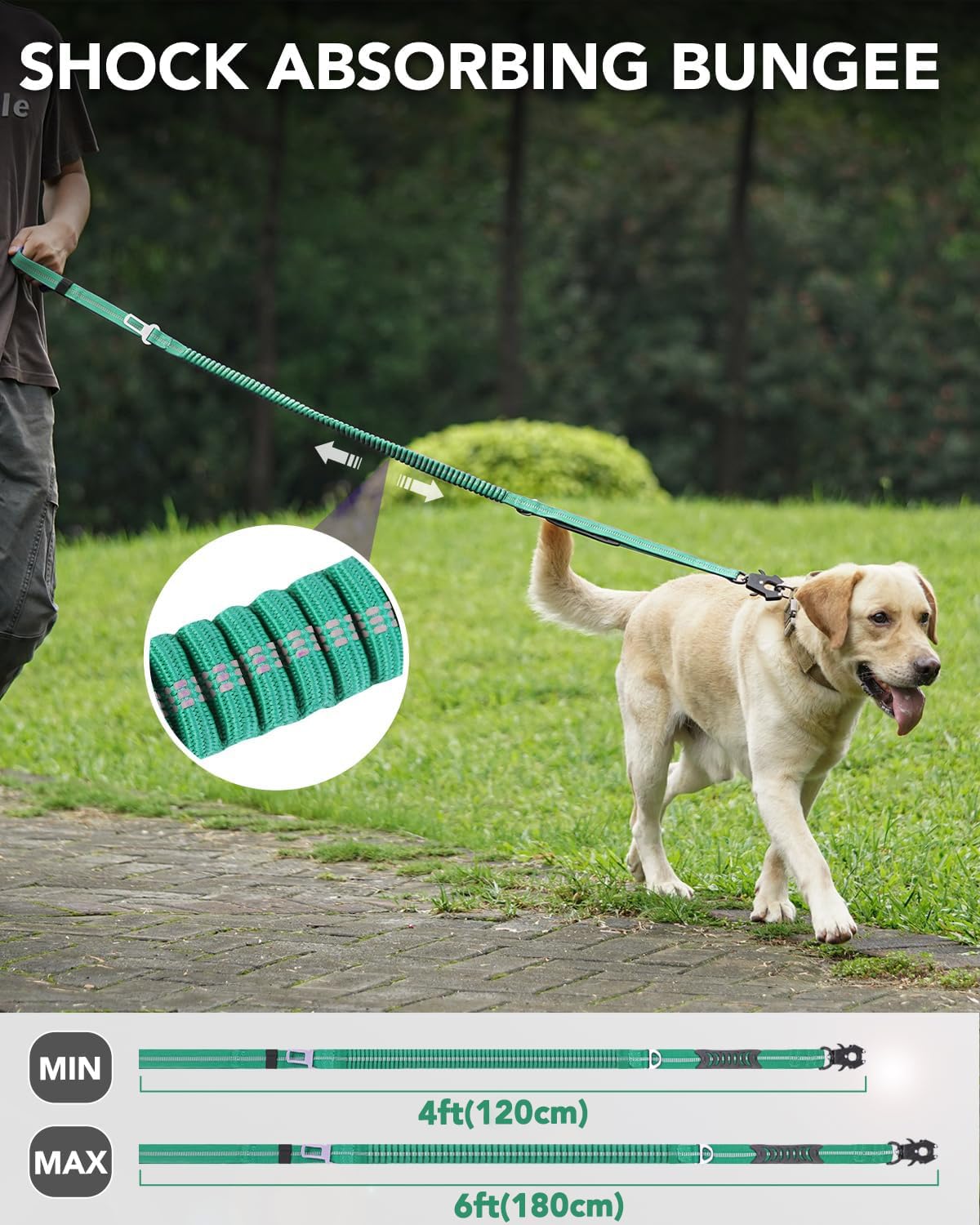 Foto 4 pulgar | Correa Táctica Para Perros Joytale, Resistente, Absorbe Los Golpes, Color Verde Azulado - Venta Internacional.