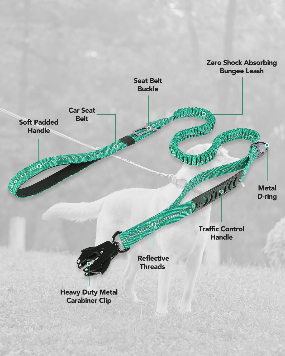 Foto 7 | Correa Táctica Para Perros Joytale, Resistente, Absorbe Los Golpes, Color Verde Azulado - Venta Internacional.